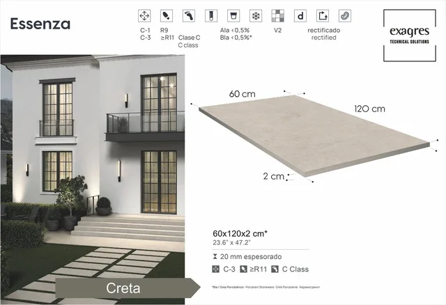 Террасные пластины Terraslab Essenza Creta Base C3 600х1200х20мм