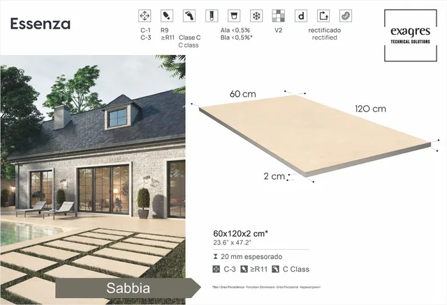 Террасные пластины Terraslab Essenza Sabbia Base C3 600х1200х20мм
