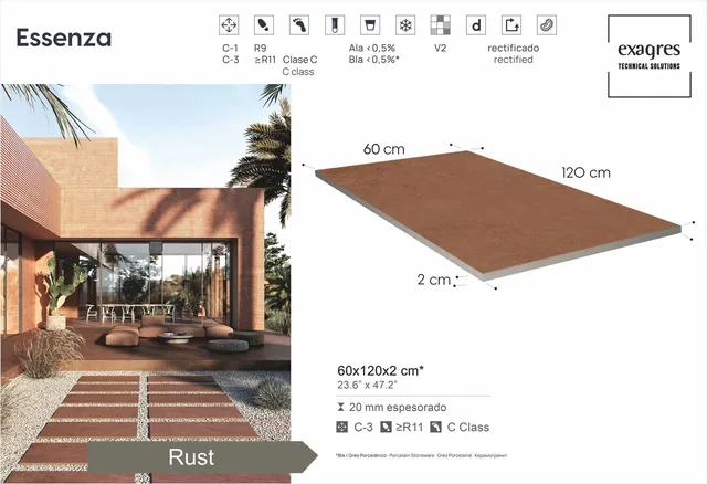 Террасные пластины Terraslab Essenza Rust Base C3 600х1200х20мм