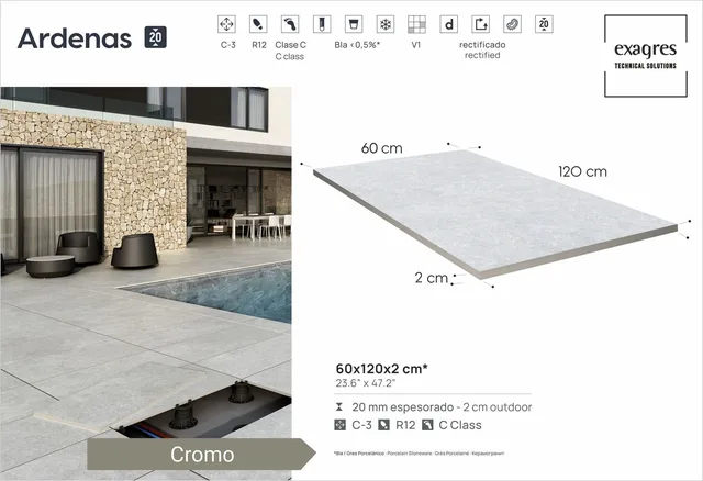 Террасные пластины Terraslab Ardenas Cromo Base C3 600х1200х20мм
