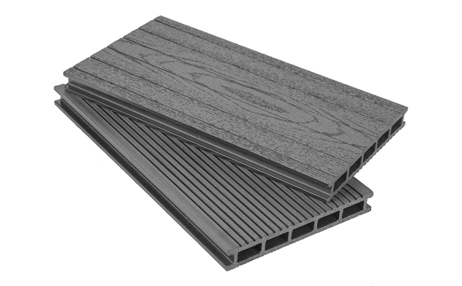 Доска террасная Grand Line Графит, бесшовная, вельвет и тиснение, 4000x160x22 мм