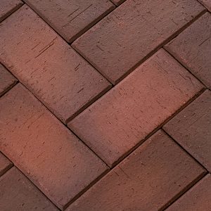 Клинкерная брусчатка ЛСР Глазго темно-красный флэшинг, 200x100x50 мм