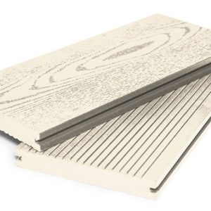 Террасная доска Grand Line 140 мм вельвет и тиснение массив Слоновая кость, 3 м