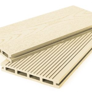 Террасная доска Grand Line 140 мм вельвет и тиснение Слоновая кость, 3 м