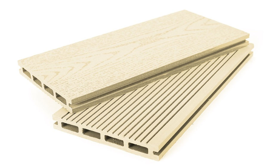 Террасная доска Grand Line 140 мм вельвет и тиснение Слоновая кость, 3 м