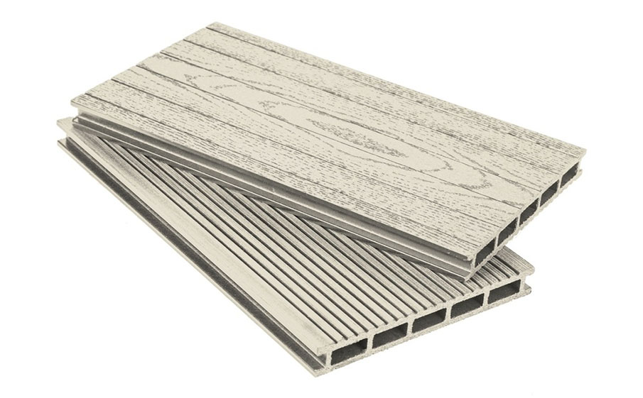 Террасная доска Grand Line 160 мм вельвет и тиснение Слоновая кость, 4 м