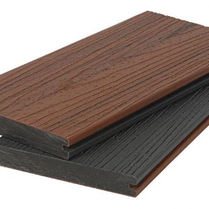 Террасная доска Polivan Group NUSADUA полнотелая, Co-Extrusion, 3D дерево, двусторонняя, красное дерево + темно-серый, 2900x140x20 мм