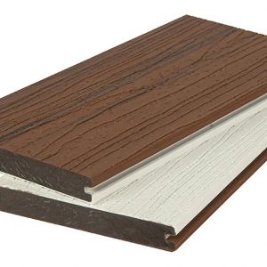 Террасная доска Polivan Group NUSADUA полнотелая, Co-Extrusion, 3D дерево, двусторонняя, песочный + белый, 2900x140x20 мм