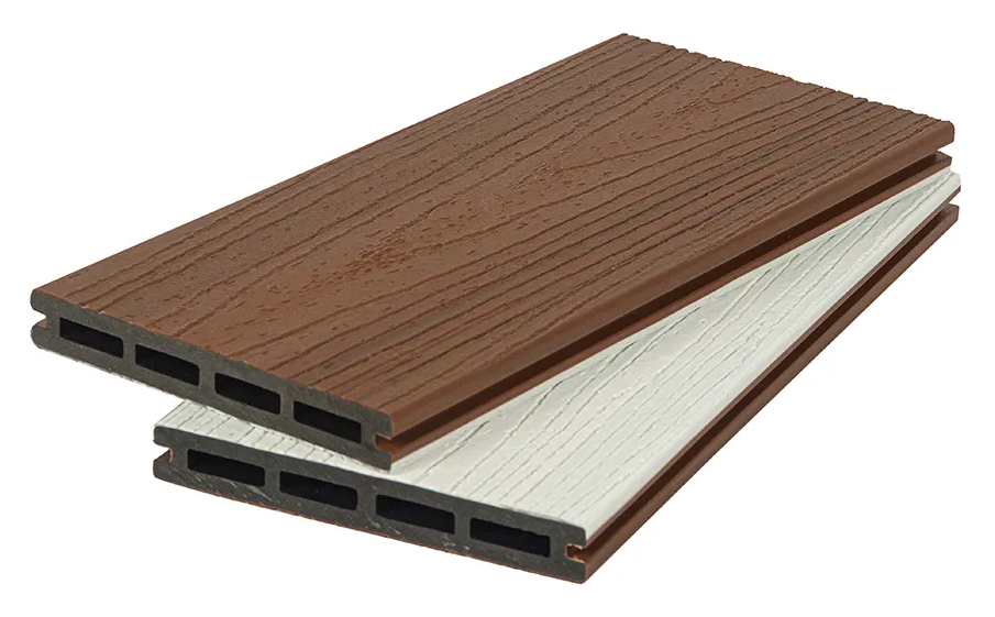 Террасная доска Polivan Group NUSADUA пустотелая, Co-Extrusion, 3D дерево, двусторонняя, песочный + белый, 2900x140x20 мм