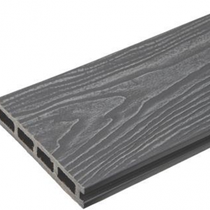Террасная доска TalverWood, вельвет + 3D дерево, серый, 6000x150x25 мм