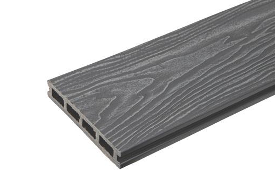 Террасная доска TalverWood, вельвет + 3D дерево, серый, 6000x150x25 мм