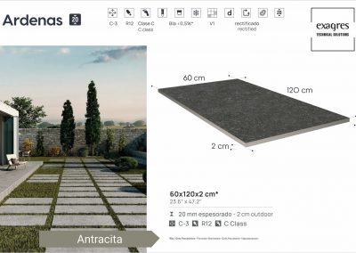 Террасные пластины Terraslab Ardenas Antracita Base C3/R12 Antislip 600х1200х20мм 2