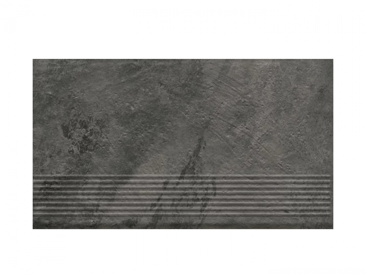 Ступень простая структурная с насечками Paradyz Ardis Dark 300x600x8,5 мм