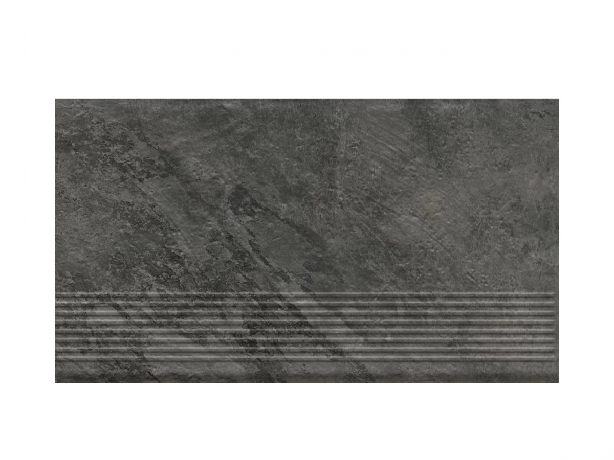 Ступень простая структурная с насечками Paradyz Ardis Dark 300x600x8,5 мм