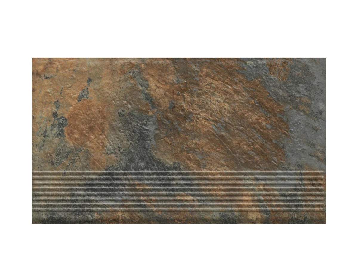 Ступень простая структурная с насечками Paradyz Ardis Rust 300x600x8,5 мм