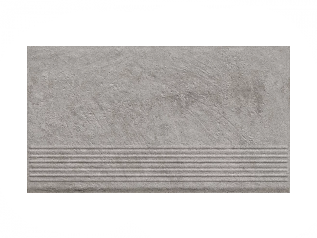 Ступень простая структурная с насечками Paradyz Carrizo Grey 300x600x8,5 мм